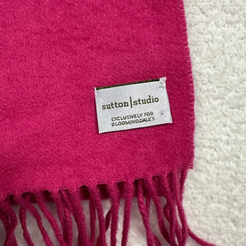 Sutton Studio Fuchsia Pink Scarf With Fringe Accent 100% Cashmere‎ Germany